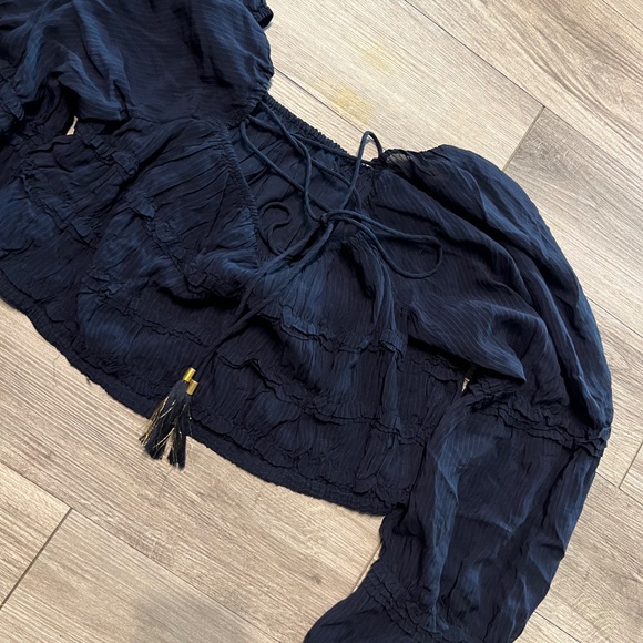 Idyllwind navy blue peasant blouse NWT - Picture 10 of 10